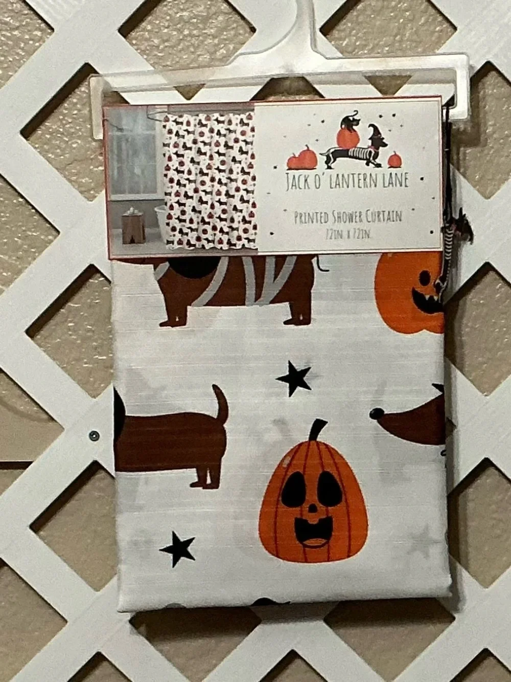 Halloween Dachshunds & Pumpkins Printed Shower Curtain
